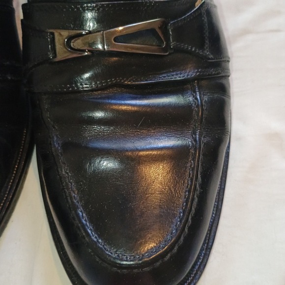 Vintage Johnston & Murphy Black Leather Bit Loafers Men\'s 9D Slip On w/ Dust Bag